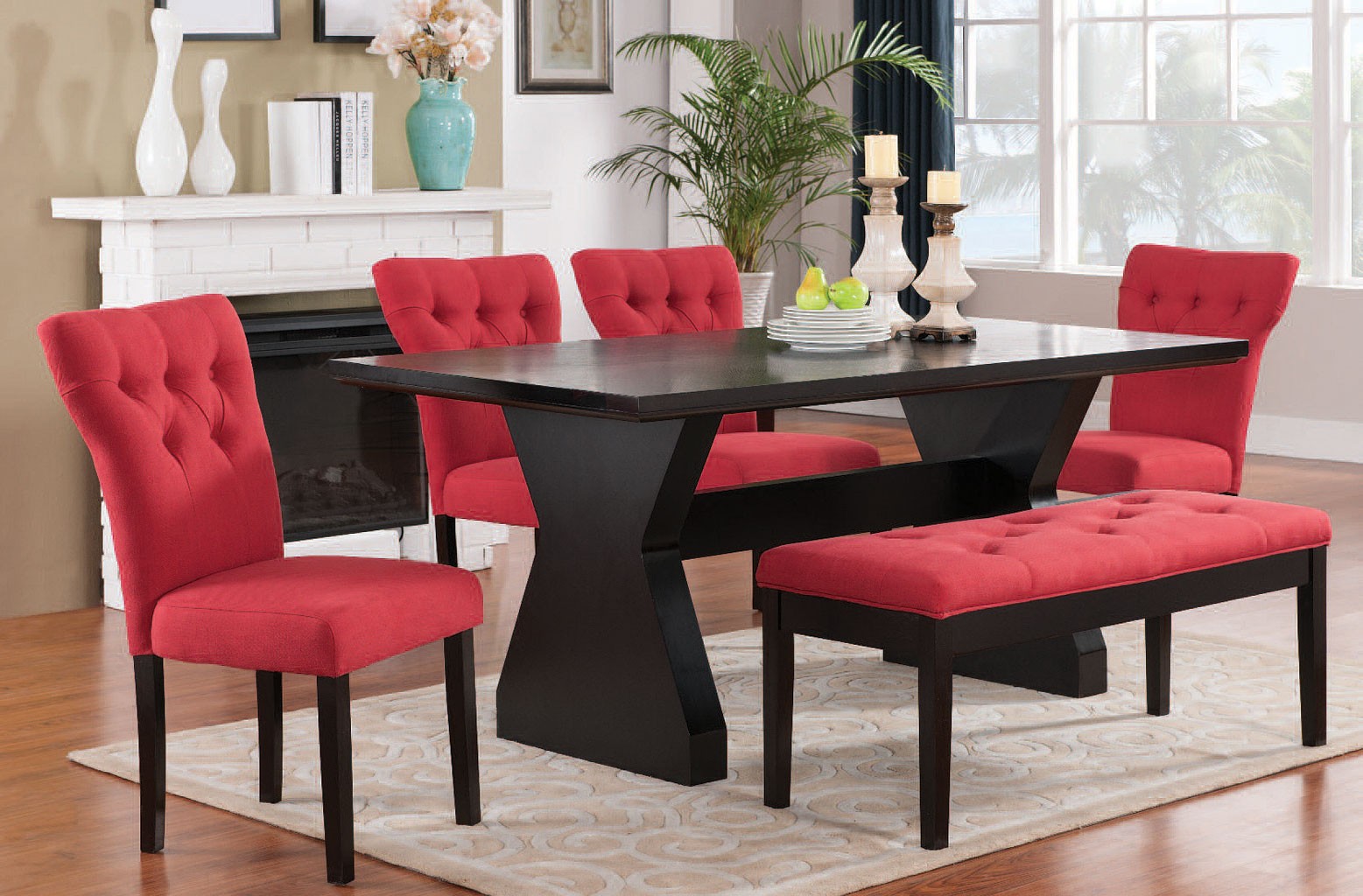 red dining table