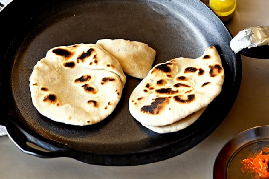 Cooking the Naan Roti