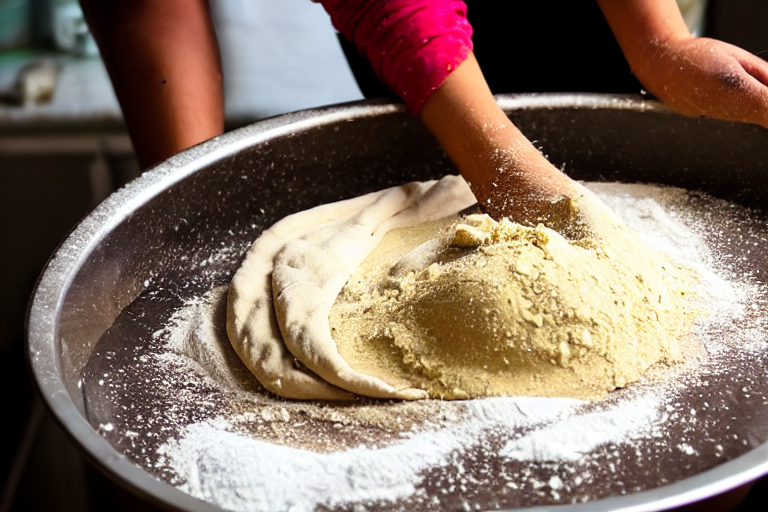 Making the Dough for Naan Roti