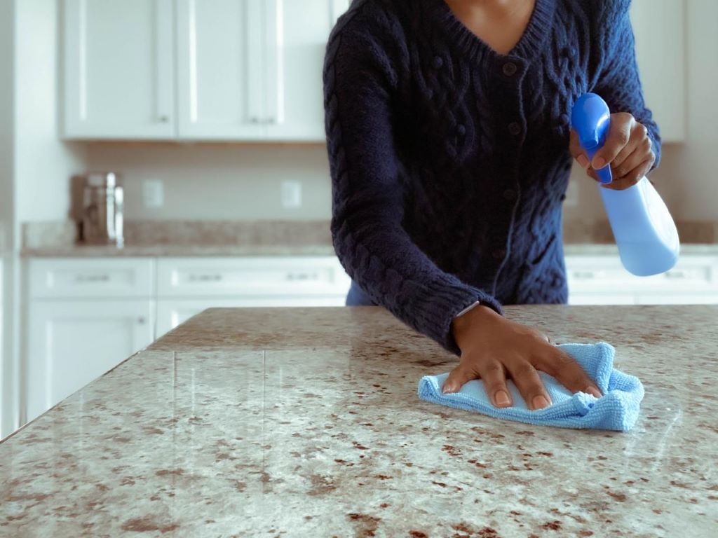 How do you clean old countertops?