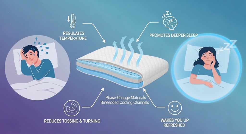 Breathable temperature regulation pillow designed for better sleep comfort
