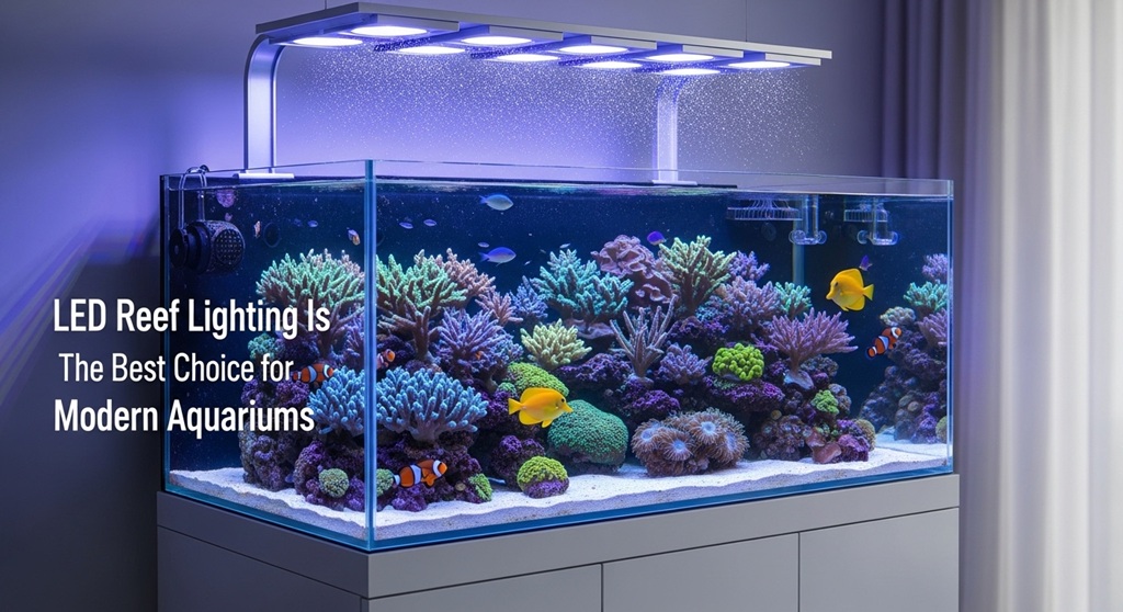 reef tank LED comparison showing coral growth under blue spectrum lighting