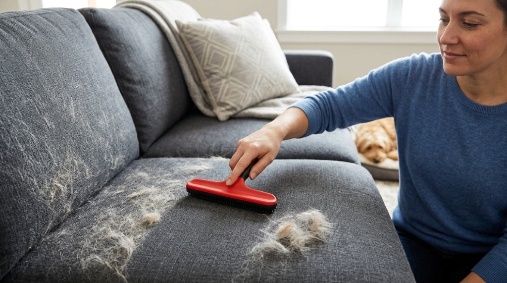 Why does pet hair stick more to microfiber sofas