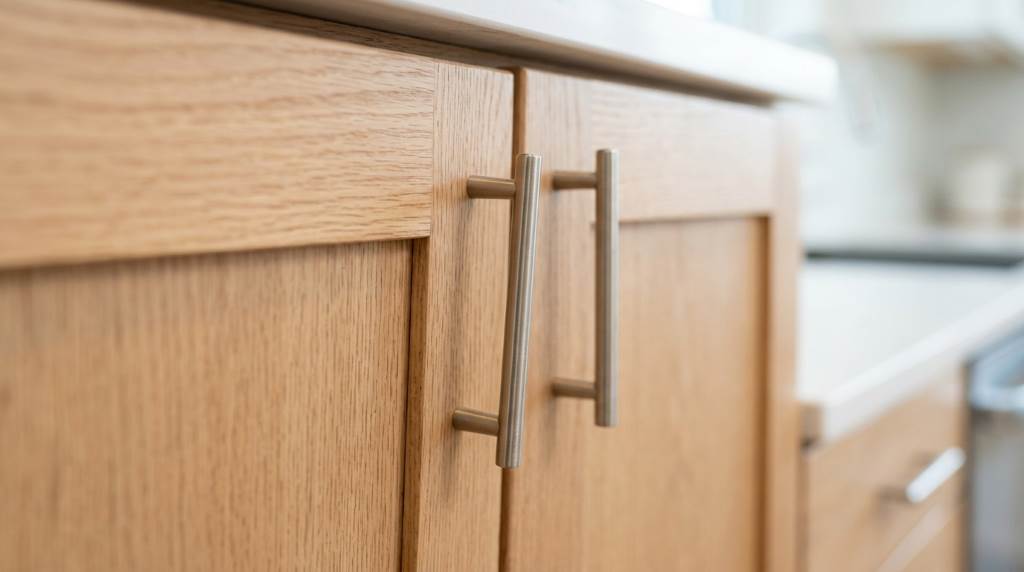 Misaligned cabinet handle being adjusted in Phoenix kitchen
