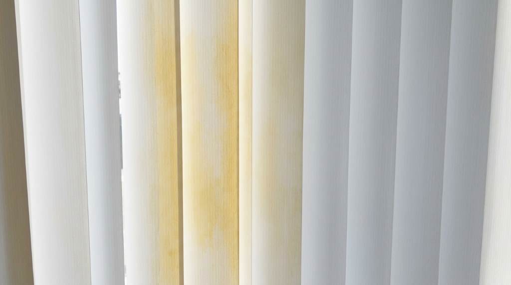 UV exposure causing discoloration on indoor window slats