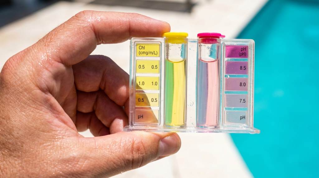 Swimming pool with balanced chlorine levels in Miami Florida