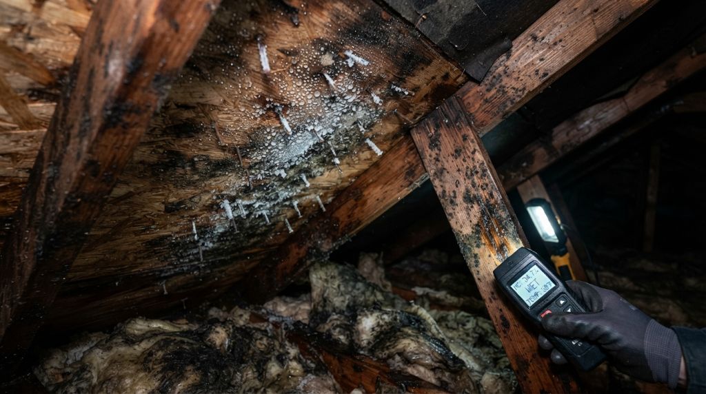 Attic moisture and roof damage problems