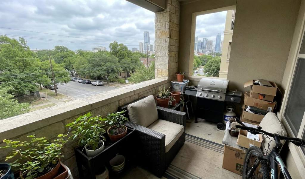 Austin apartment terrace space saving furniture